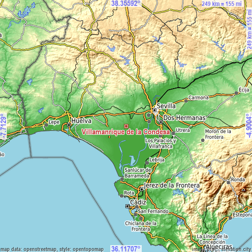 Topographic map of Villamanrique de la Condesa