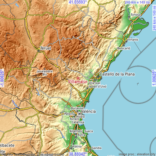 Topographic map of Villamalur