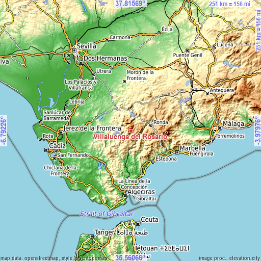 Topographic map of Villaluenga del Rosario