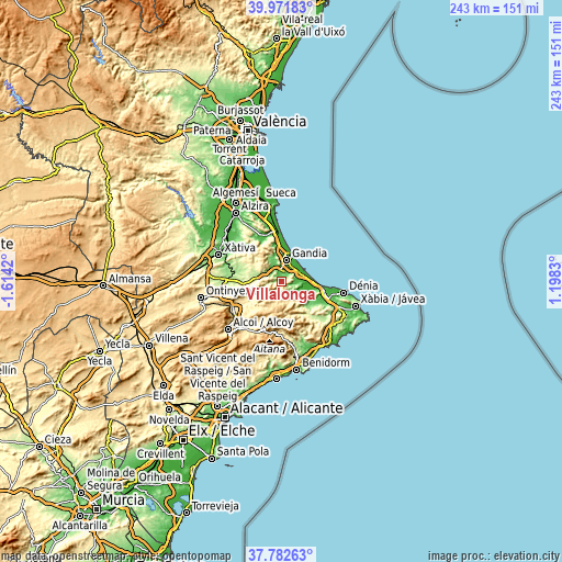 Topographic map of Villalonga