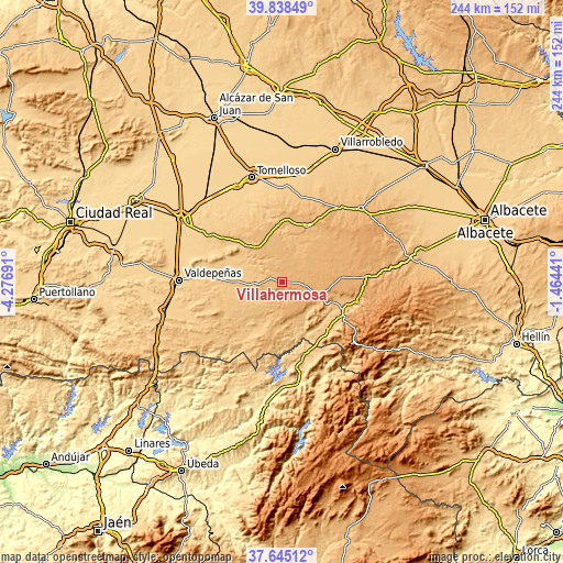 Topographic map of Villahermosa