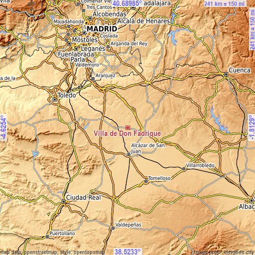 Topographic map of Villa de Don Fadrique