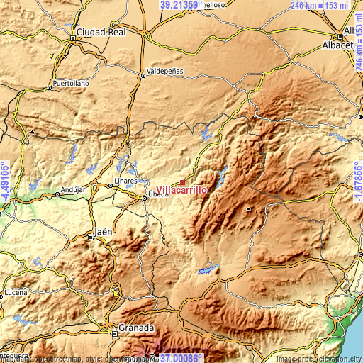 Topographic map of Villacarrillo