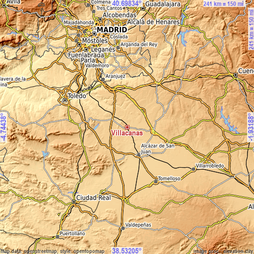 Topographic map of Villacañas