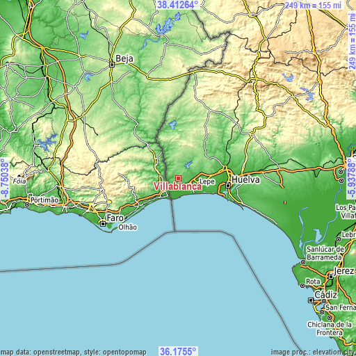 Topographic map of Villablanca