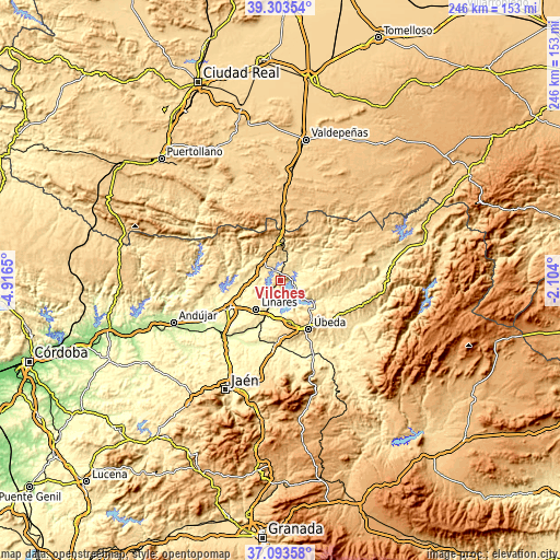 Topographic map of Vilches