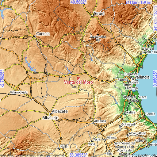 Topographic map of Venta del Moro