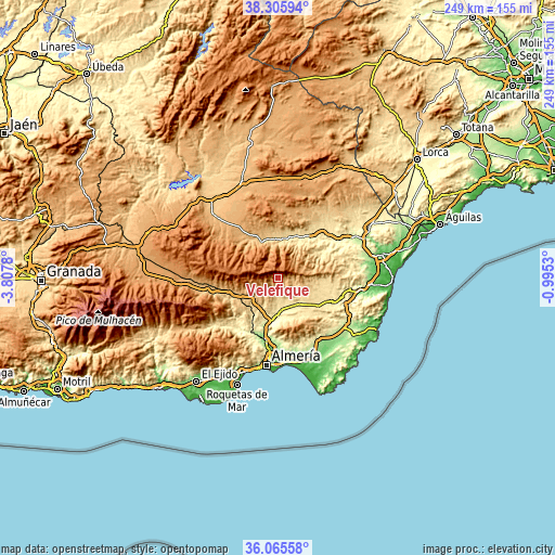 Topographic map of Velefique