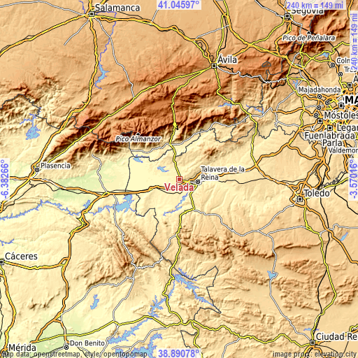 Topographic map of Velada