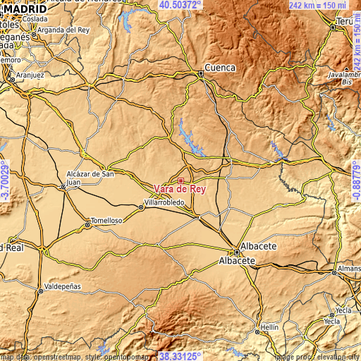 Topographic map of Vara de Rey