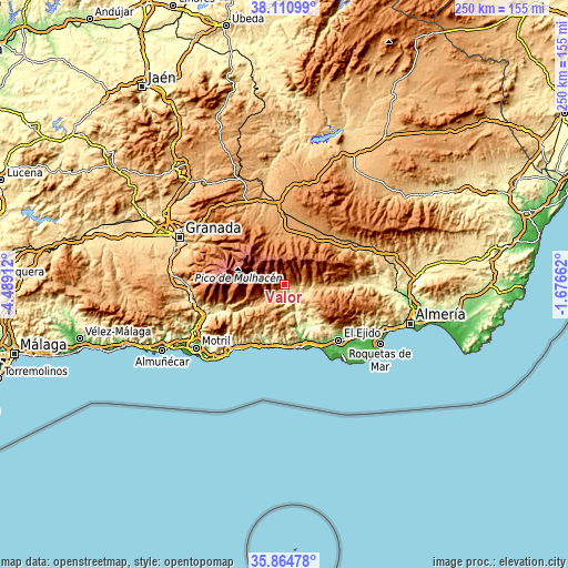 Topographic map of Válor