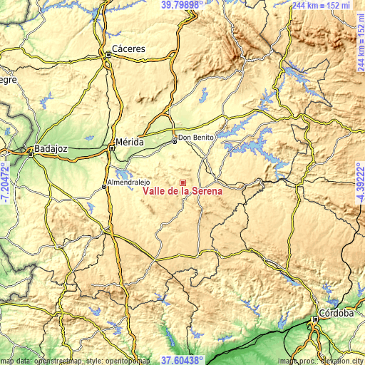 Topographic map of Valle de la Serena