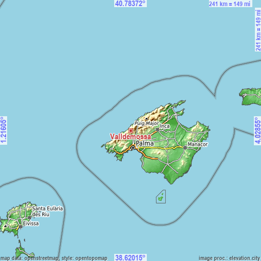 Topographic map of Valldemossa