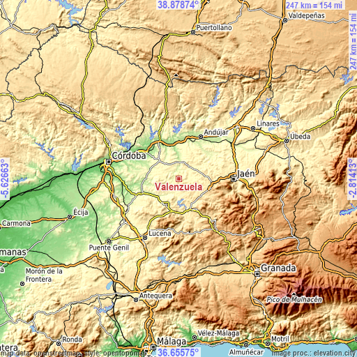 Topographic map of Valenzuela