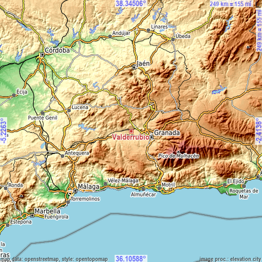 Topographic map of Valderrubio