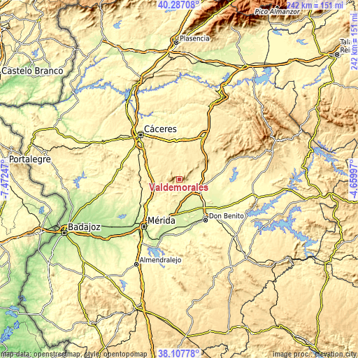 Topographic map of Valdemorales