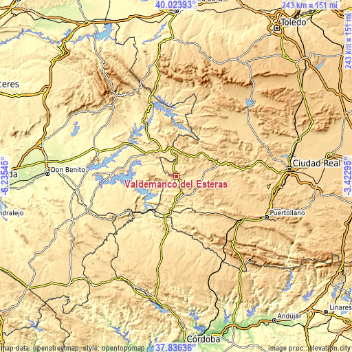 Topographic map of Valdemanco del Esteras