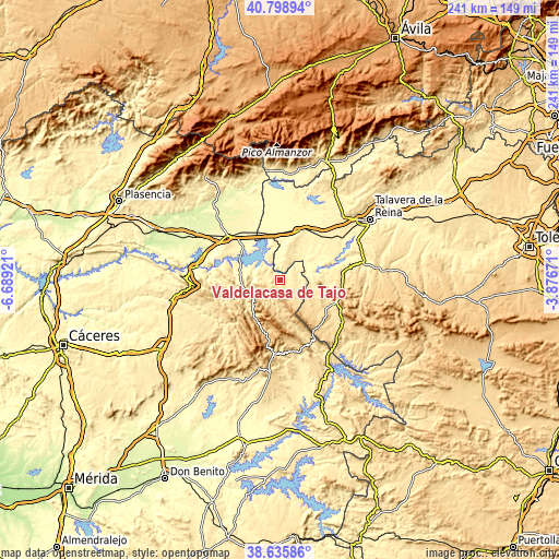 Topographic map of Valdelacasa de Tajo