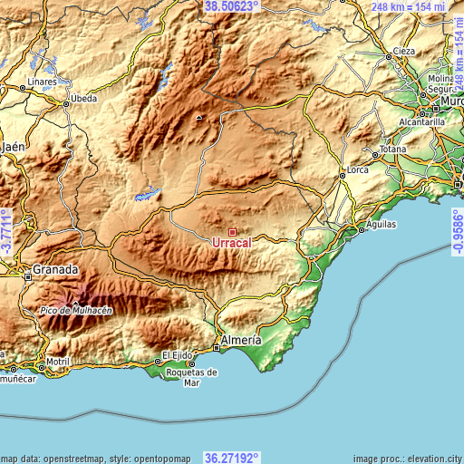 Topographic map of Urrácal