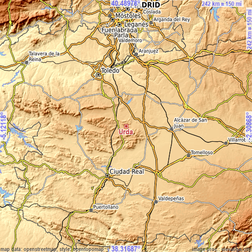 Topographic map of Urda