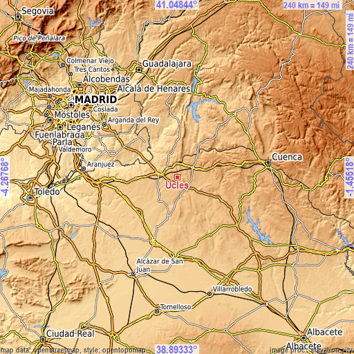 Topographic map of Uclés