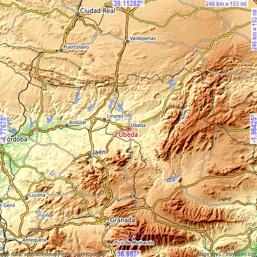 Topographic map of Úbeda