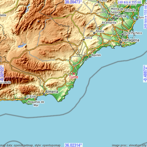 Topographic map of Turre