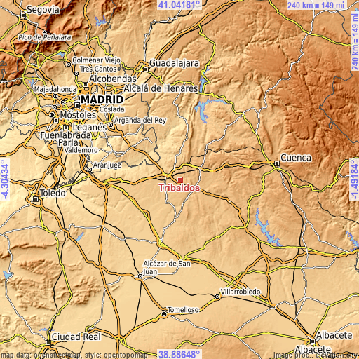 Topographic map of Tribaldos