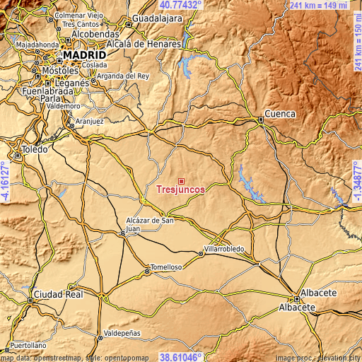 Topographic map of Tresjuncos