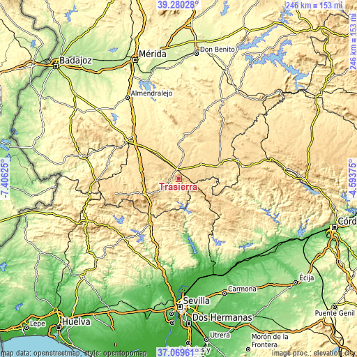 Topographic map of Trasierra