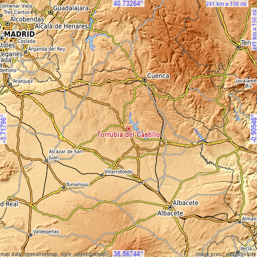 Topographic map of Torrubia del Castillo