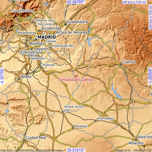 Topographic map of Torrubia del Campo