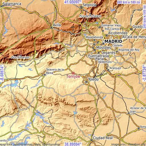 Topographic map of Torrijos