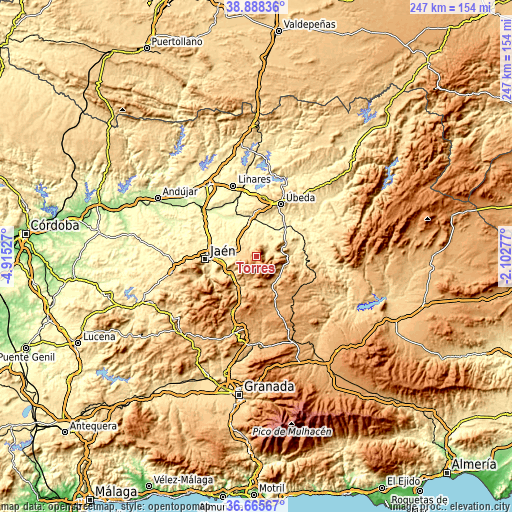 Topographic map of Torres