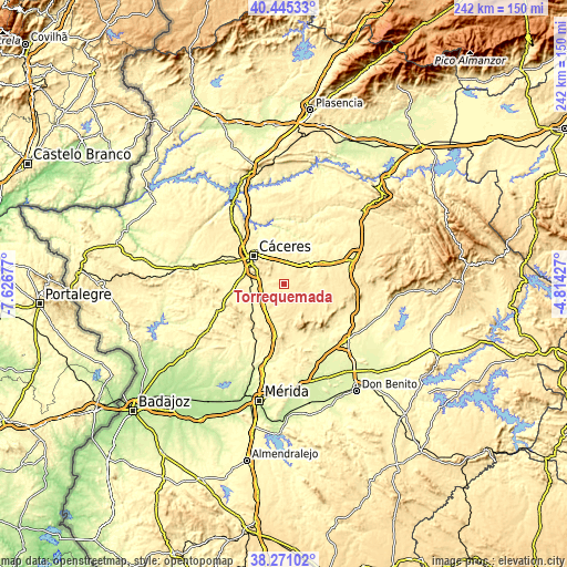 Topographic map of Torrequemada