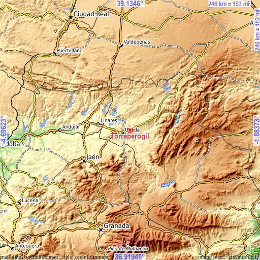 Topographic map of Torreperogil