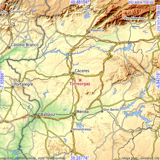 Topographic map of Torreorgaz