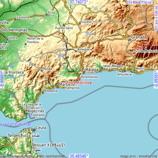 Topographic map of Torremolinos