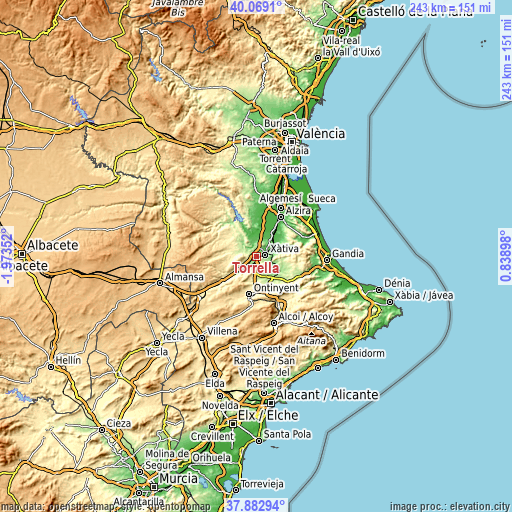 Topographic map of Torrella