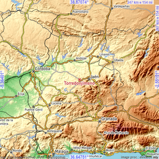 Topographic map of Torredonjimeno