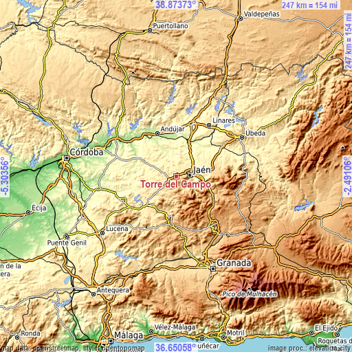 Topographic map of Torre del Campo