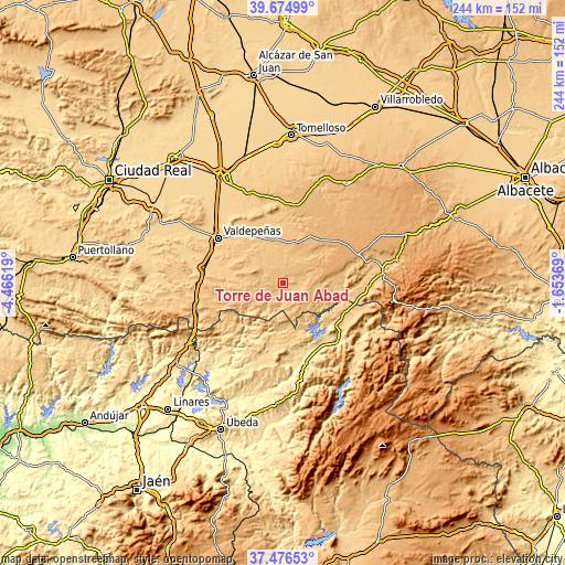 Topographic map of Torre de Juan Abad