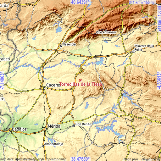 Topographic map of Torrecillas de la Tiesa