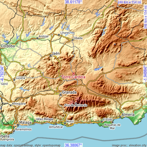 Topographic map of Torre-Cardela