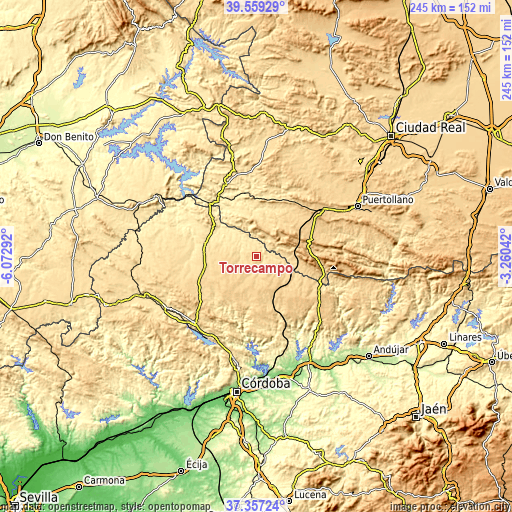 Topographic map of Torrecampo