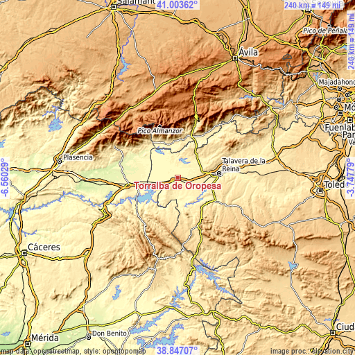 Topographic map of Torralba de Oropesa