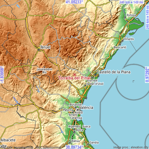 Topographic map of Torralba del Pinar