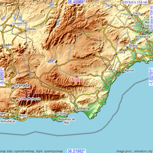 Topographic map of Tíjola