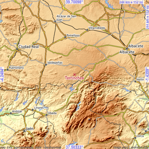 Topographic map of Terrinches