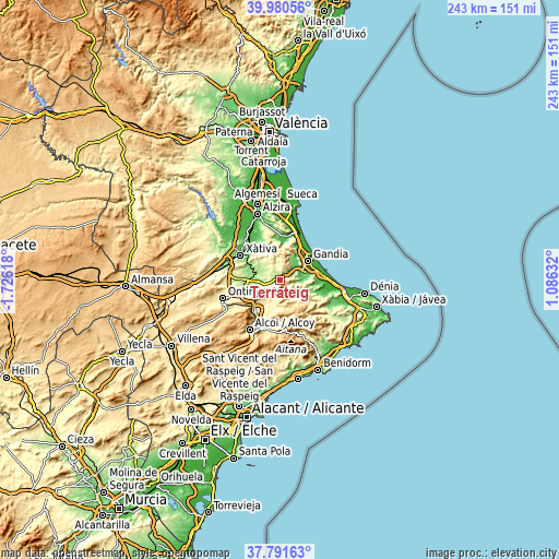 Topographic map of Terrateig